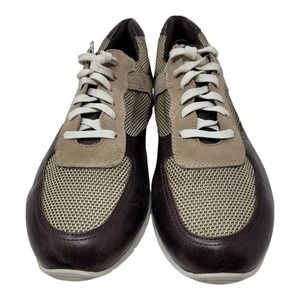 Donald J Pliner Mens Hanley Casual Shoes Brown Beige Leather Laces Sneaker 11M